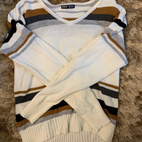 SHEIN V-Neck Striped Pattern Sweater - Picture 4 of 5